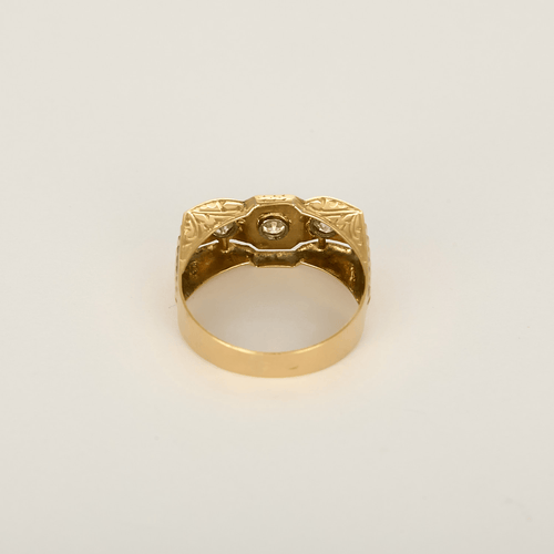 52 Bague type chevalière en or blanc, or jaune et diamants 58 Facettes DV31404-4