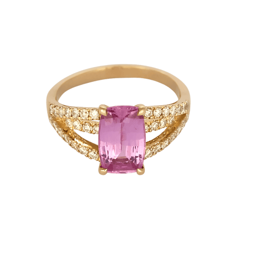 47 Bague en or rose, saphir rose : 1,63 carat et diamants 58 Facettes DV32555-1