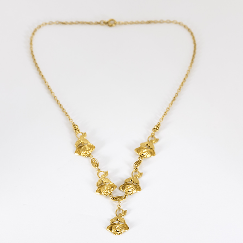 Collier en or jaune à motif de roses ciselées 58 Facettes DV29018-3
