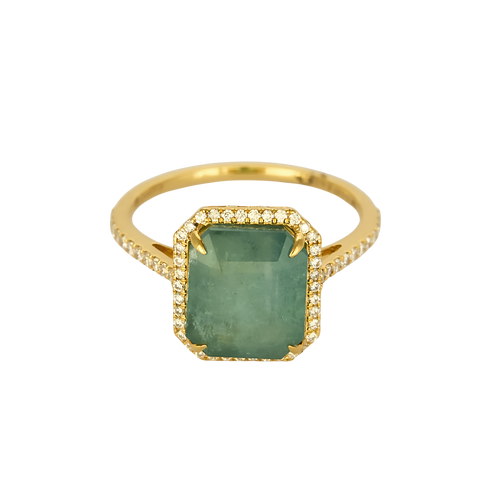 Bague en Or jaune 14k Emeraude