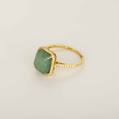 Bague en Or jaune 14k Emeraude