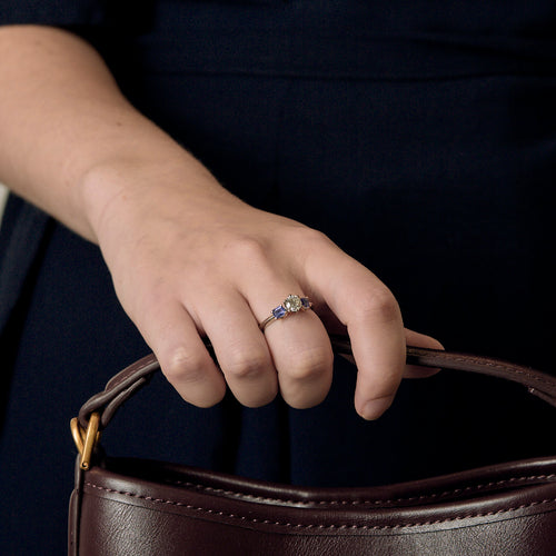 Bague en Or blanc & rose 18k Diamant and Tanzanite