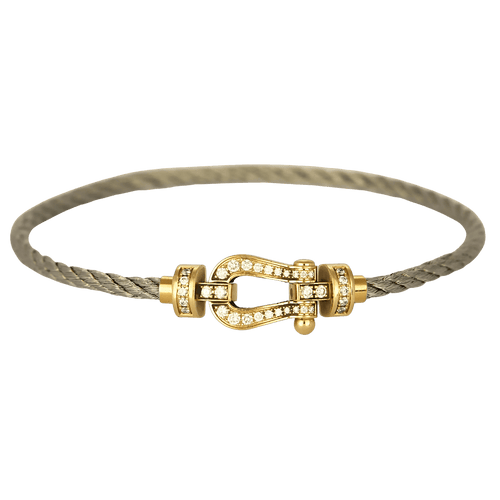 FRED - Force 10 - Petit Modèle - Bracelet acier, manille or jaune et diamants 58 Facettes DV31609-1