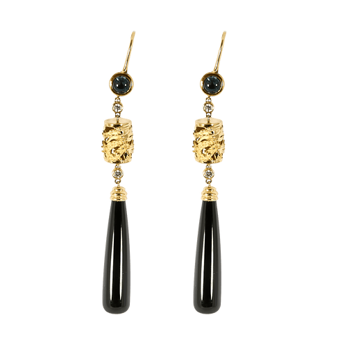 Carrera y Carrera - Shangai - Boucles d'oreilles en or jaune, topaze, diamants et onyx