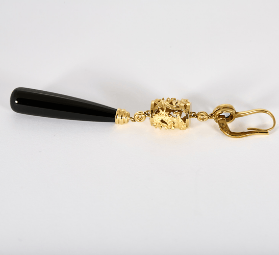 Carrera y Carrera - Shangai - Boucles d'oreilles en or jaune, topaze, diamants et onyx