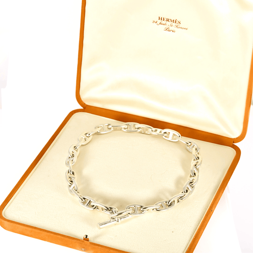 Hermes Chaîne d'Ancre, grand modèle - Collier en argent 58 Facettes DV32864-1