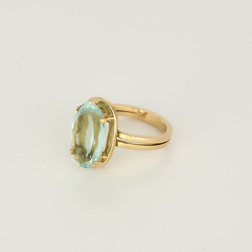 Bague en Or rose 18k Aquamarine
