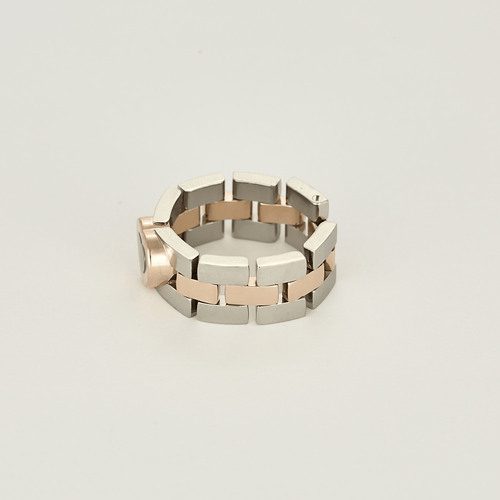 Chopard - Happy Diamond - Bague importante en or blanc, or rose et diamant : 0,05 carat