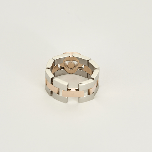 Chopard - Happy Diamond - Bague importante en or blanc, or rose et diamant : 0,05 carat