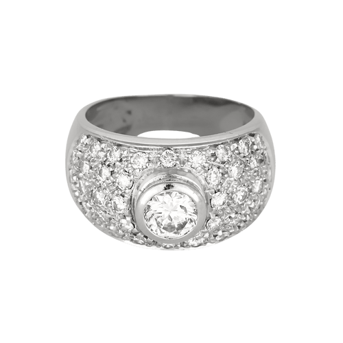Bague jonc bombée en or blanc et diamants : 2,60 carats