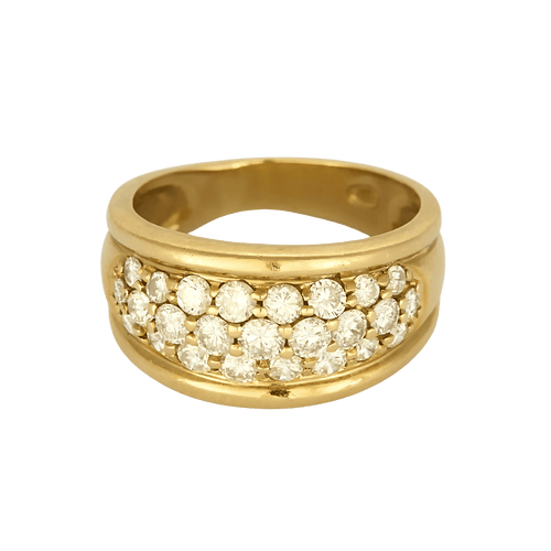 Bague bandeau en or jaune et diamants