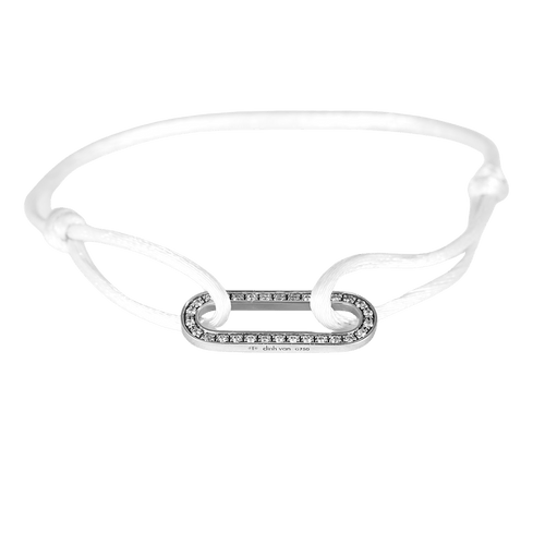 DINH VAN - Maillon L - Bracelet cordon, or gris et diamants 58 Facettes DV33379-3