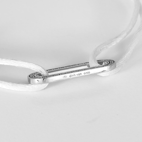 DINH VAN - Maillon L - Bracelet cordon, or gris et diamants 58 Facettes DV33379-3