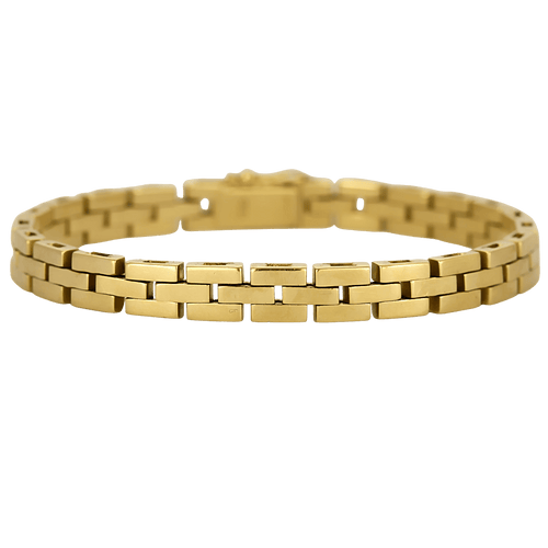 Bracelet en or jaune articulé à maille rectangulaire 58 Facettes DV32690-1