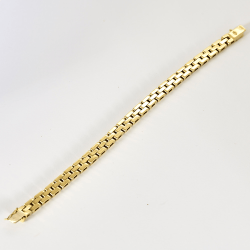 Bracelet en or jaune articulé à maille rectangulaire 58 Facettes DV32690-1