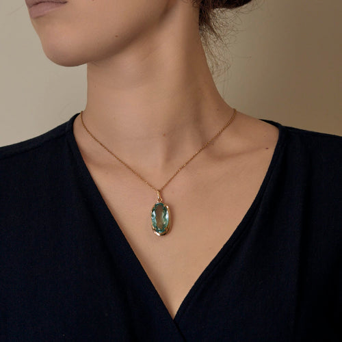 Pendentif en or jaune et Aigue-Marine : 15 carats 58 Facettes DV31672-10