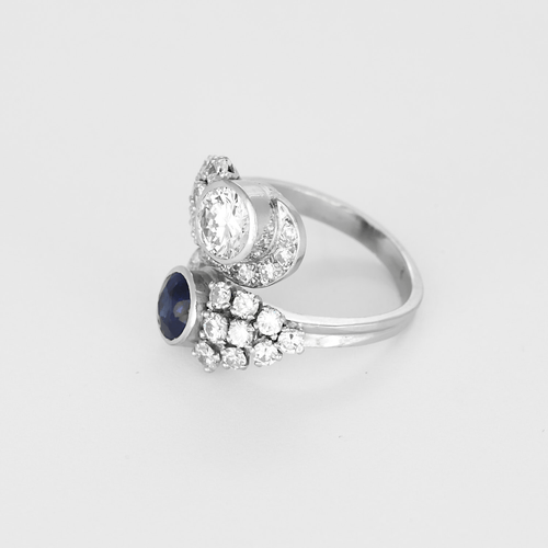 52 Bague en Or blanc 18k Diamant and Saphir 58 Facettes DV26158-35