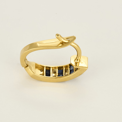 Élégantes boucles d'oreilles en or jaune, saphirs et diamants 58 Facettes DV31842-5
