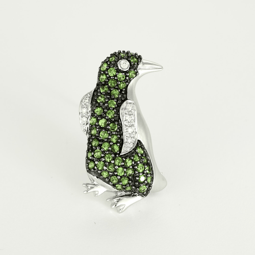 Broche en Or blanc 18k Diamant and grenats tsavorites 58 Facettes DV26158-36