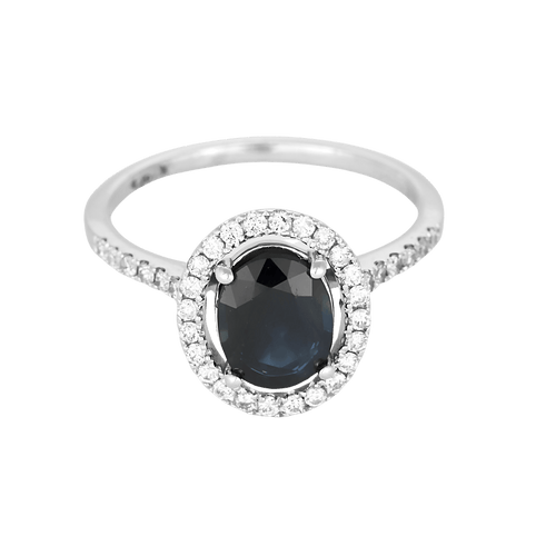 56 Élégante bague en or blanc 14k Saphir 58 Facettes DV32473-2