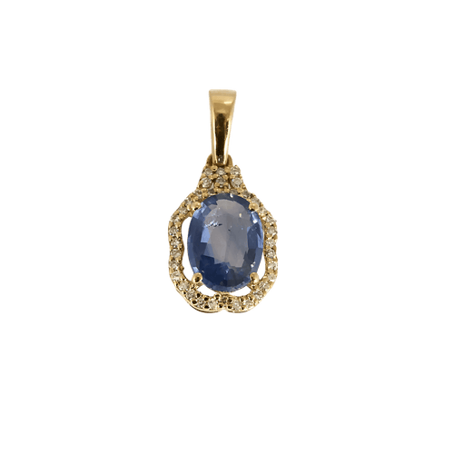 Pendentif en or jaune, diamants et saphir : 1,50 carat 58 Facettes DV31334-1