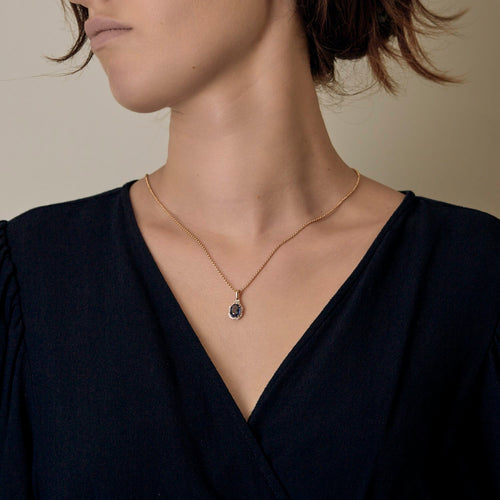 Pendentif en or jaune, diamants et saphir : 1,50 carat 58 Facettes DV31334-1