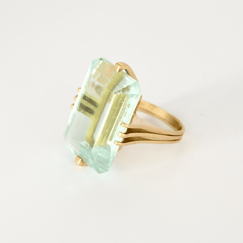 52.5 Bague en Or jaune 18k Aquamarine 58 Facettes DV32254-1