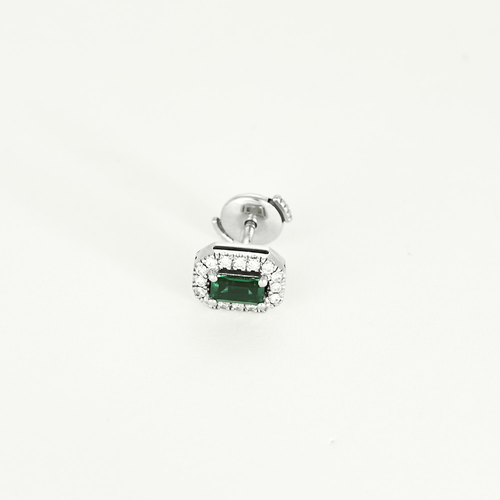Élégantes boucles d'oreilles en or blanc, émeraudes et diamants 58 Facettes DV11922-7
