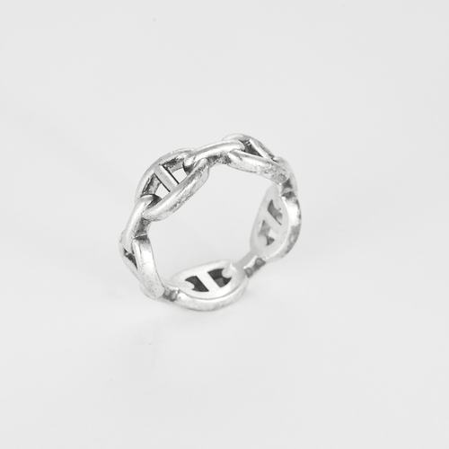 56 Hermes Bague Chaîne d'Ancre Petit modèle en argent 58 Facettes DV33267-1