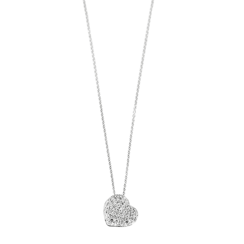 Collier en or blanc et pendentif coeur pavé diamants : 0,35 carat 58 Facettes DV32872-5