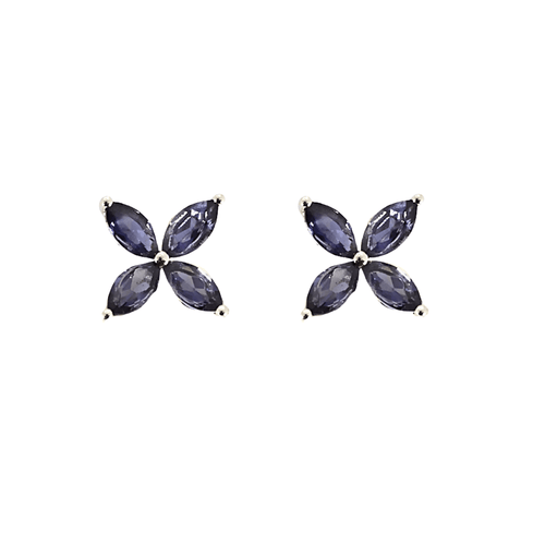 Paires de boucles d'oreilles puces en or blanc et tanzanites 58 Facettes DV5707-17