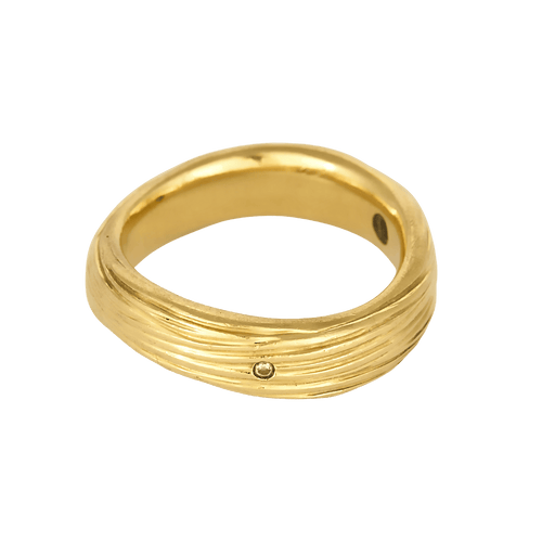 54 Élégante bague en or jaune ciselée et diamant 58 Facettes DV33869-4