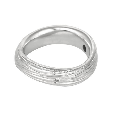 54 Élégante bague en or blanc ciselée et diamant 58 Facettes DV33869-5