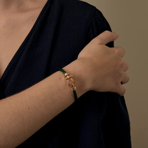 FRED - Force 10 - Grand modèle - Bracelet en or rose, cordon vert 58 Facettes DV33842-1