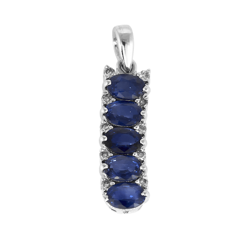 Pendentif en or blanc, diamants : 0,10 carat et saphirs : 1 carat