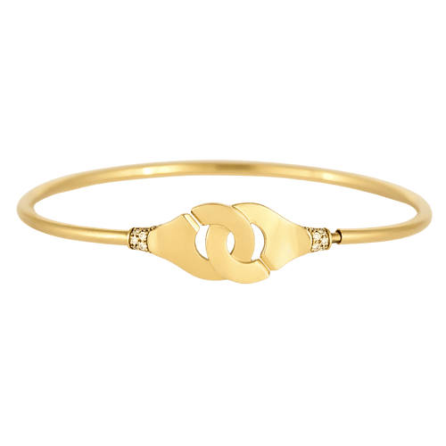 DINH VAN - Menottes R12 - Élégant bracelet en or jaune et diamants 58 Facettes DV33748-1
