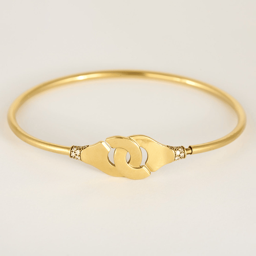 DINH VAN - Menottes R12 - Élégant bracelet en or jaune et diamants 58 Facettes DV33748-1
