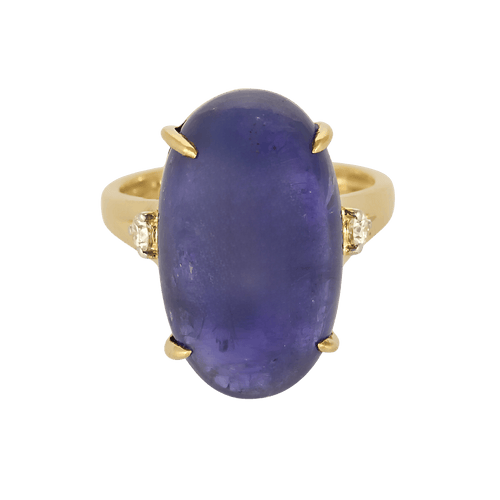 53 Bague en or jaune, Tanzanite et diamants : 0,10 carat 58 Facettes DV34030-1