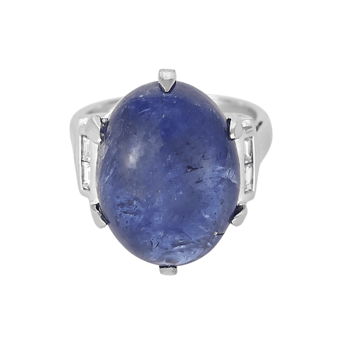 52 Importante bague en or blanc, Tanzanite et diamants : 0,08 carat 58 Facettes DV34030-4