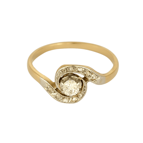 54 Bague tourbillon en or jaune, blanc et diamants : 0,15 carat 58 Facettes DV34030-10