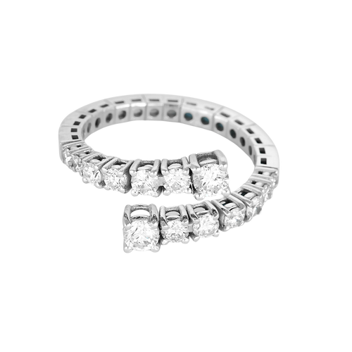Bague jonc ouvert en or blanc et diamants