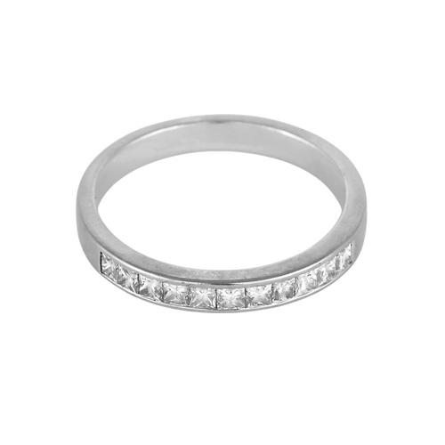 49 Demie alliance en or blanc, diamants de taille princesse  : 0,20 carat 58 Facettes DV34030-15