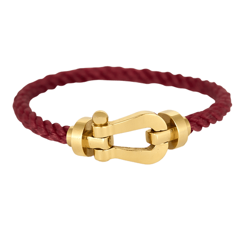 FRED - Force 10 - Grand modèle - Bracelet en or jaune et cordon rose