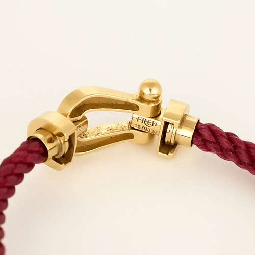 FRED - Force 10 - Grand modèle - Bracelet en or jaune et cordon rose
