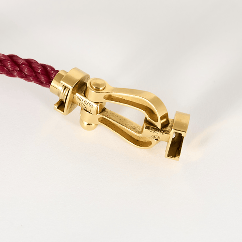 FRED - Force 10 - Grand modèle - Bracelet en or jaune et cordon rose