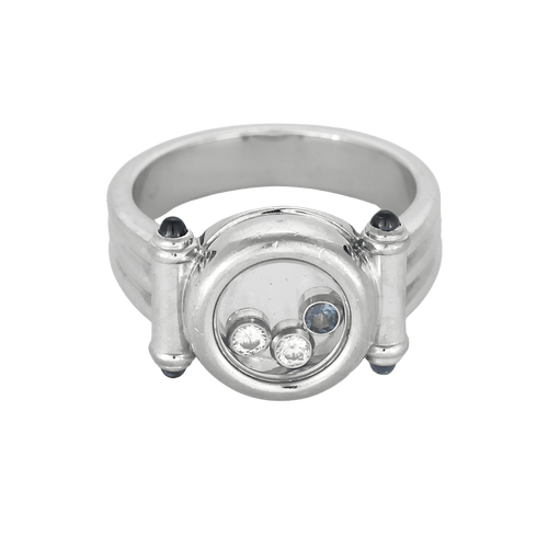 Chopard Happy Diamonds - Bague en or blanc avec diamants et saphirs