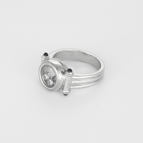 Chopard Happy Diamonds - Bague en or blanc avec diamants et saphirs