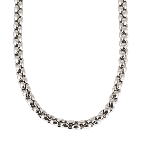 Collier en or blanc à maille popcorn