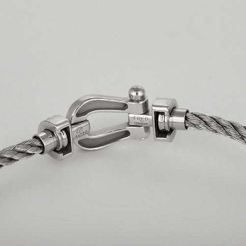 Fred - Force 10 - Moyen Modèle - Bracelet composé d'un cordon en nylon tressé et or blanc, diamants
