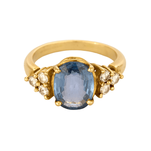 Bague Solitaire en or jaune, saphir et diamants 58 Facettes DV26327-6-58-2